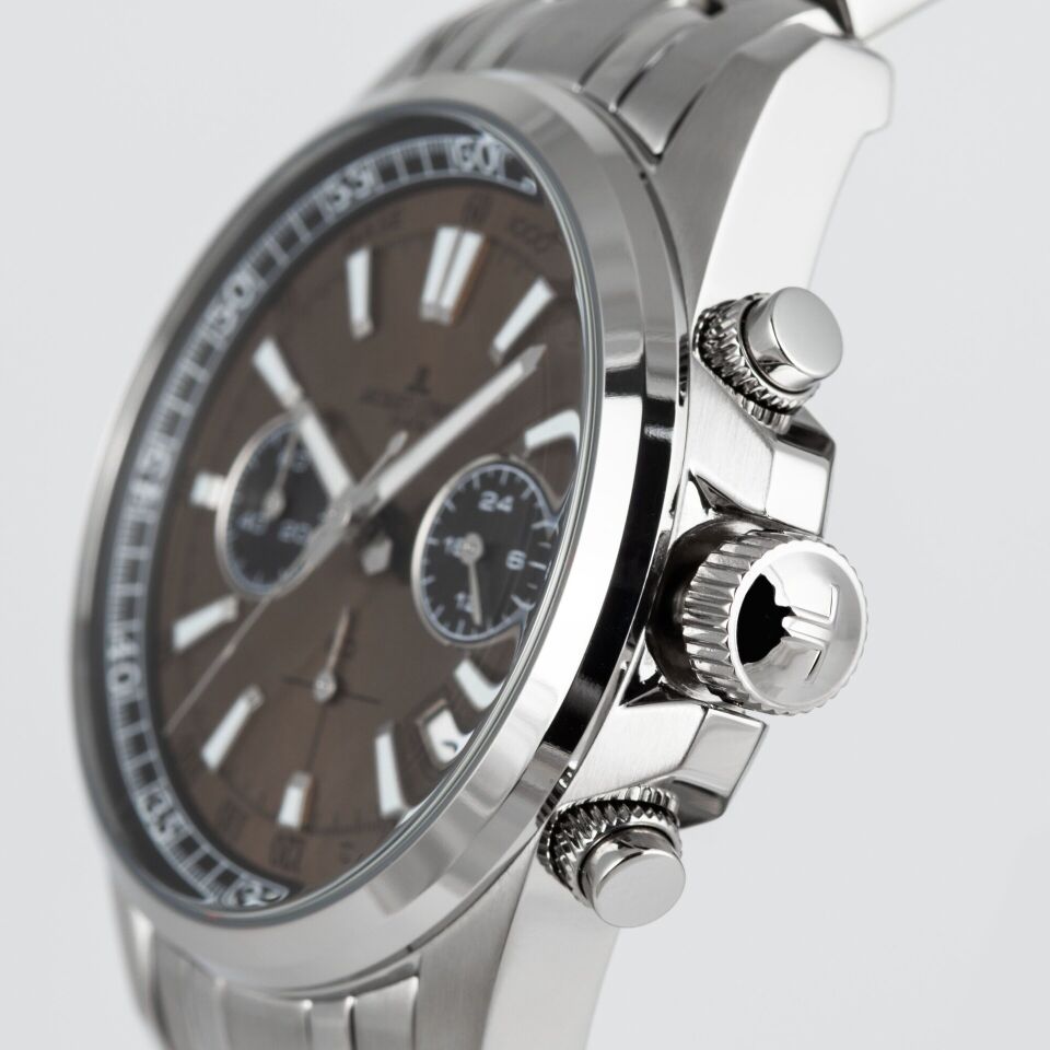 Jacques Lemans Liverpool JL.1-2117ZG Quartz Çelik Gri Kahverengi Kadran 20 ATM 44 mm Erkek Kol Saati