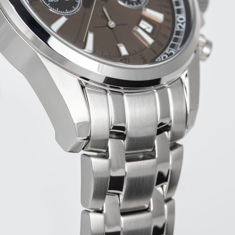 Jacques Lemans Liverpool JL.1-2117ZG Quartz Çelik Gri Kahverengi Kadran 20 ATM 44 mm Erkek Kol Saati