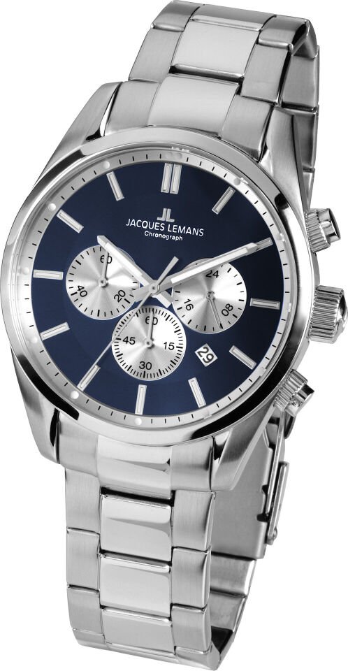 Jacques Lemans Barcelona JL.42-6.1F Quartz Çelik Gri Mavi Kadran 10 ATM 42 mm Erkek Kol Saati