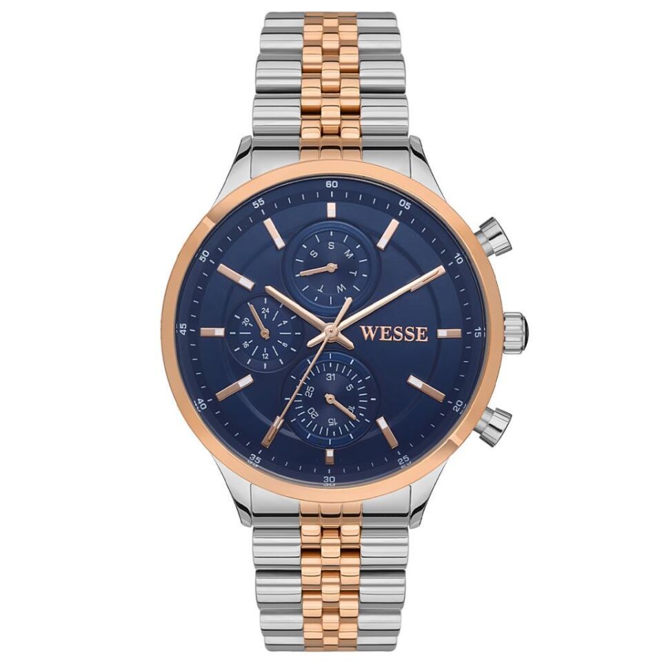 Wesse WWG207401 Quartz Çelik Rose/Gri Mavi Kadran 43 mm Erkek Kol Saati