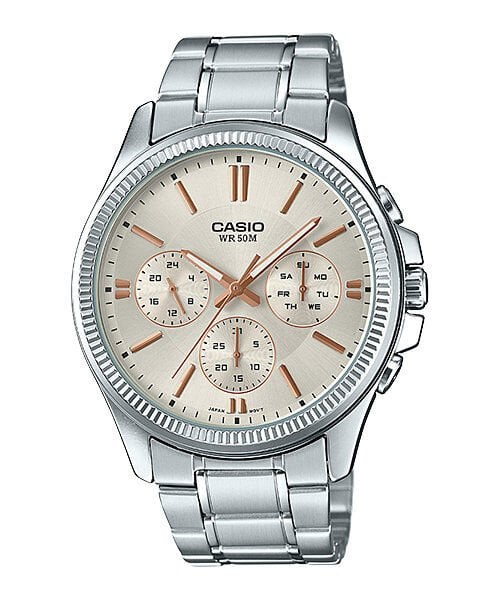 Casio MTP-1375D-7A2VDF Quartz Çelik Gri Krem Kadran 44 mm Erkek Kol Saati