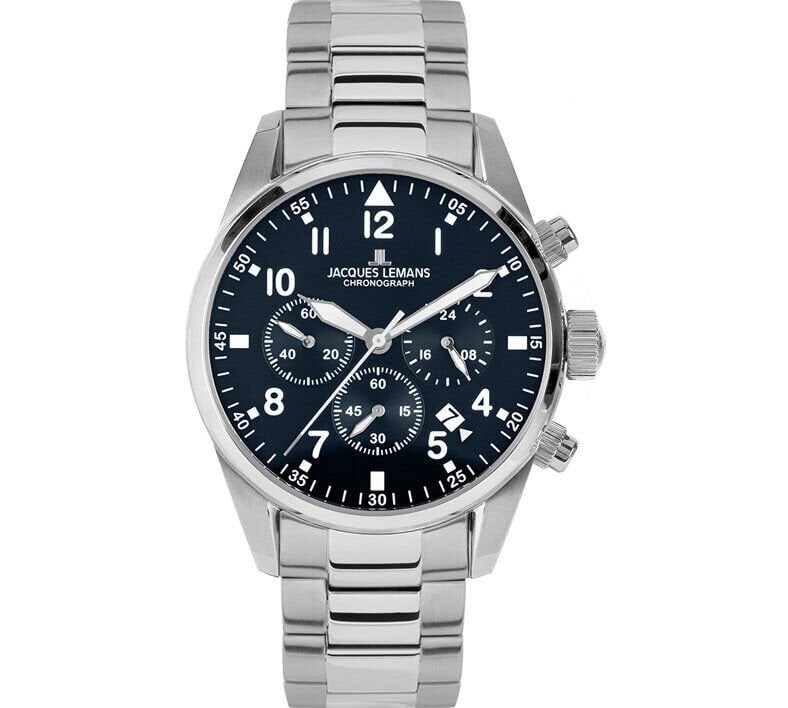 Jacques Lemans Sport JL.42-2D Quartz Çelik Gri Mavi Kadran 10 ATM 42 mm Erkek Kol Saati