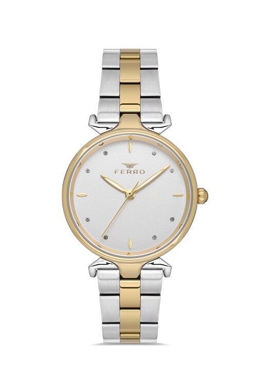 Ferro Quartz Çelik Altın/Gri 32 mm Kadın Kol Saati