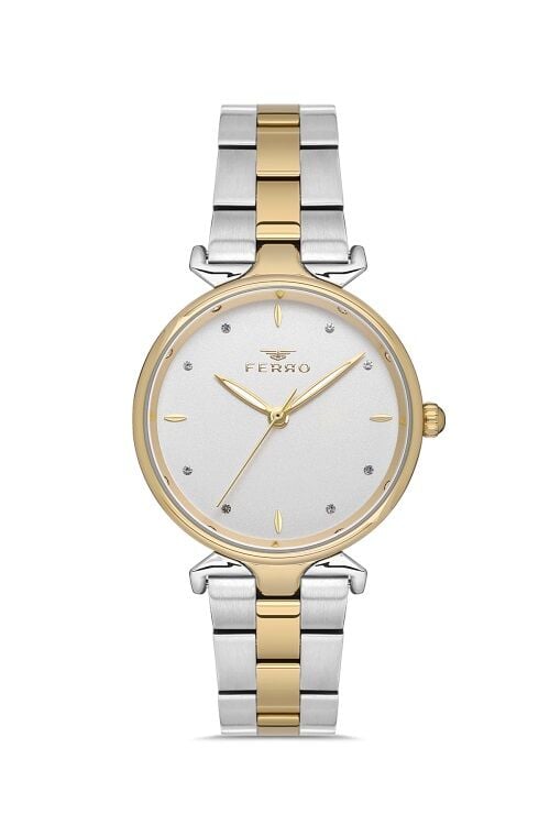 Ferro Quartz Çelik Altın/Gri 32 mm Kadın Kol Saati