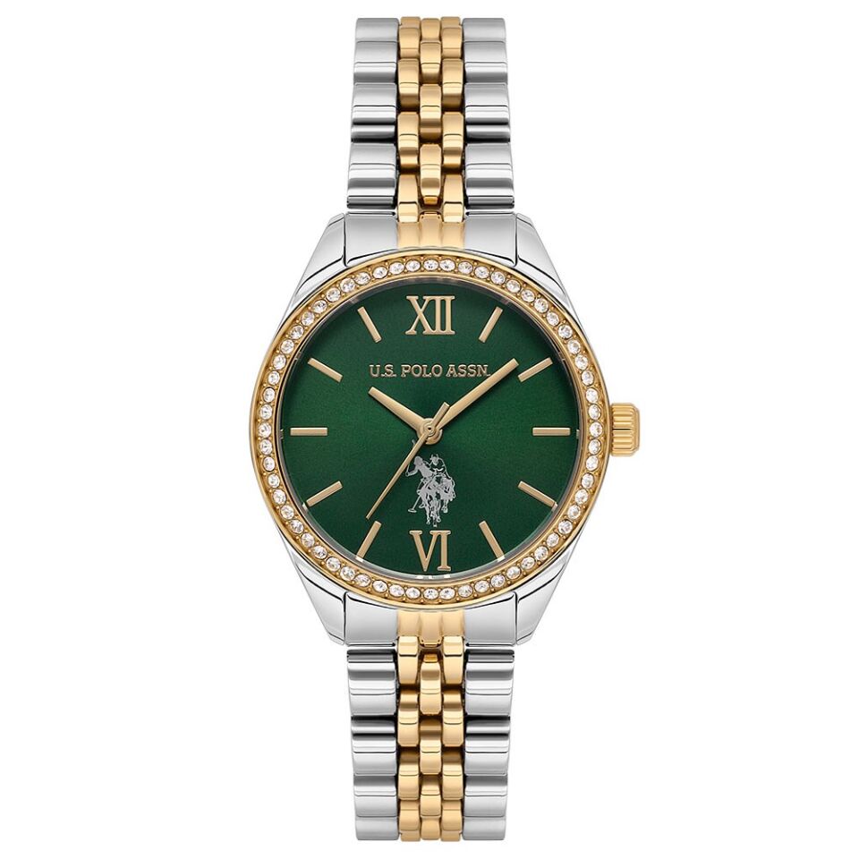 U.s. Polo Assn. USPA2085-07 Quartz Çelik Altın/Gri Yeşil Kadran 30 mm Kadın Kol Saati