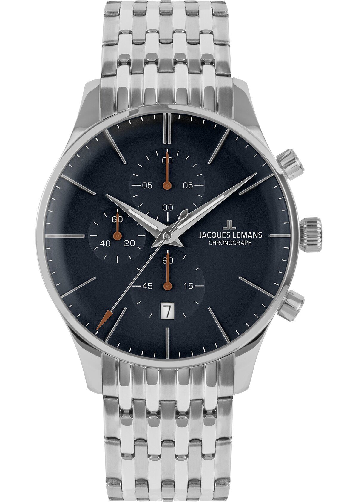 Jacques Lemans London JL.1-2163H Quartz Çelik Gri Mavi Kadran 40 mm Erkek Kol Saati