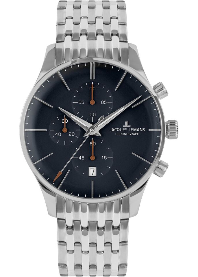 Jacques Lemans London JL.1-2163H Quartz Çelik Gri Mavi Kadran 40 mm Erkek Kol Saati