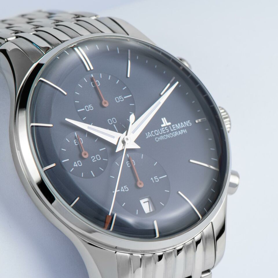 Jacques Lemans London JL.1-2163H Quartz Çelik Gri Mavi Kadran 40 mm Erkek Kol Saati