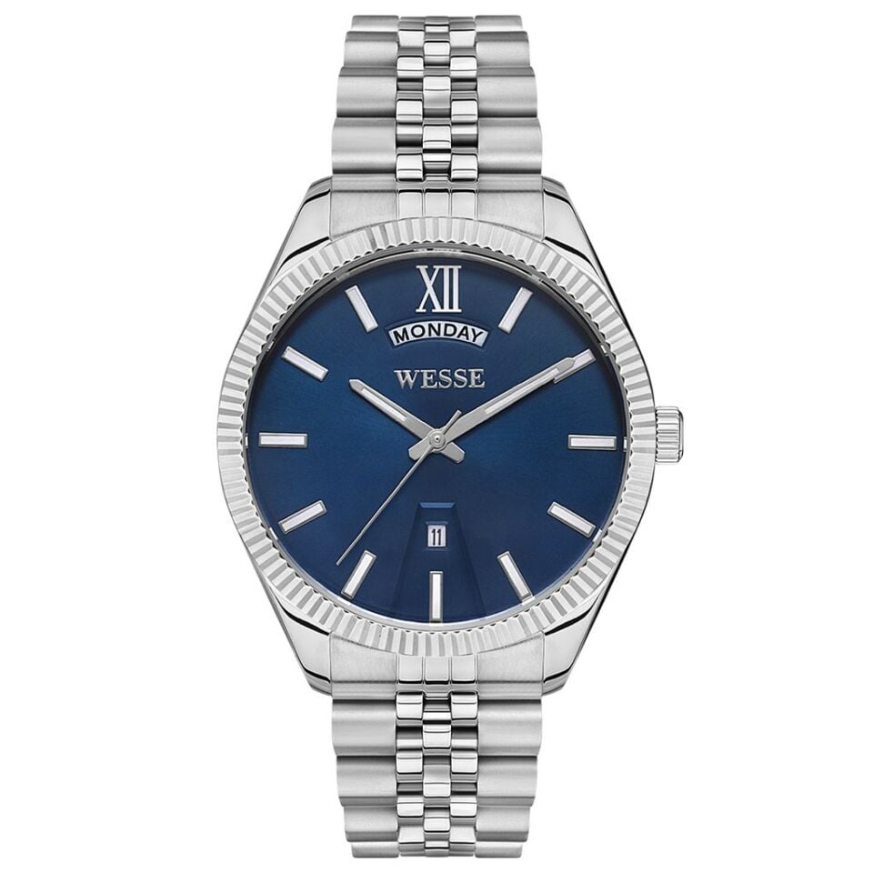 Wesse WWG207302 Quartz Çelik Gri Mavi Kadran 42 mm Erkek Kol Saati