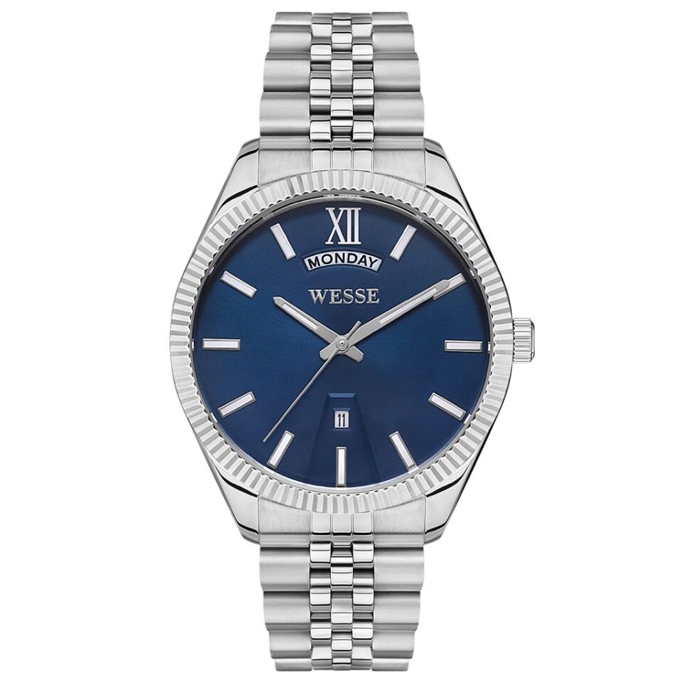 Wesse WWG207302 Quartz Çelik Gri Mavi Kadran 42 mm Erkek Kol Saati