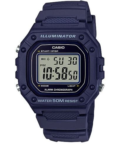 Casio W-218H-2AVDF Quartz Dijital Silikon Lacivert 43 mm Erkek Kol Saati