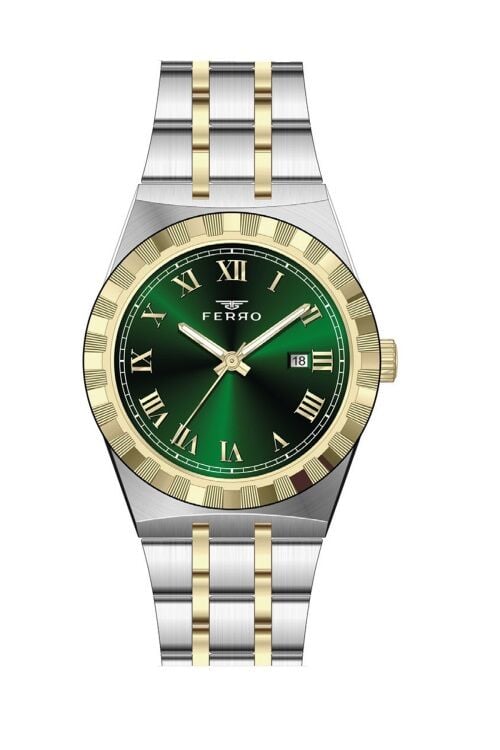 Ferro Sarı ve Gümüş Çelik Kordon Erkek Kol Saati F11474A-D6 3 ATM Su Geçirmez 2 Yıl Garantili