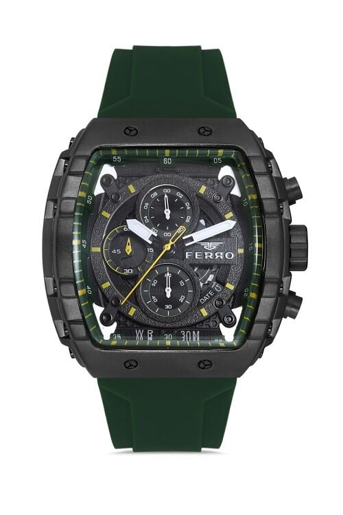 Ferro Yesil Silikon kordon Erkek Kol Saati FM11001D-G