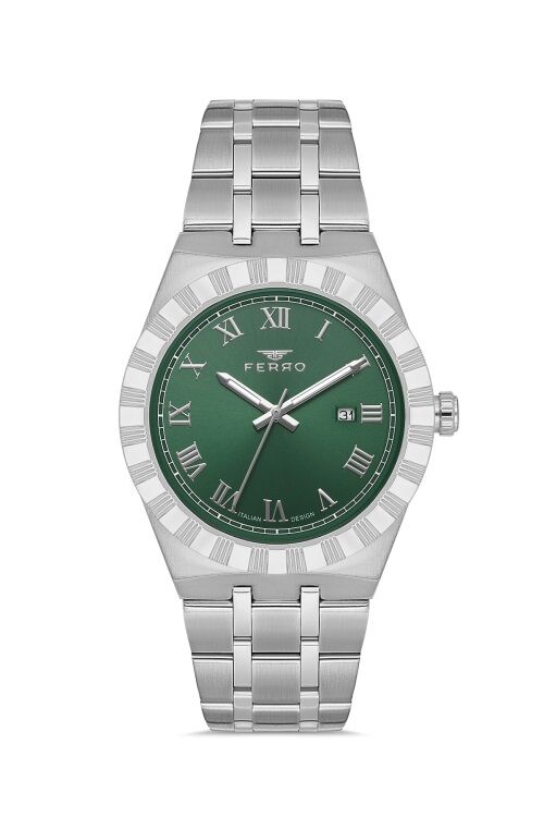 Ferro Gümüş Çelik Kordon Erkek Kol Saati F11474A-A6 3 ATM Su Geçirmez 2 Yıl Garantili Hediye Paketli