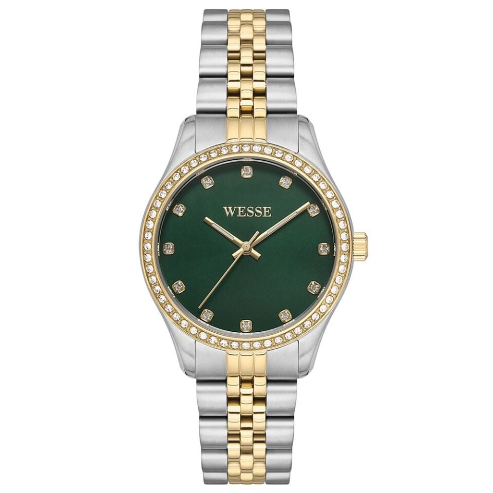 Wesse WWL109703 Quartz Çelik Altın/Gri Yeşil Kadran 34 mm Kadın Kol Saati