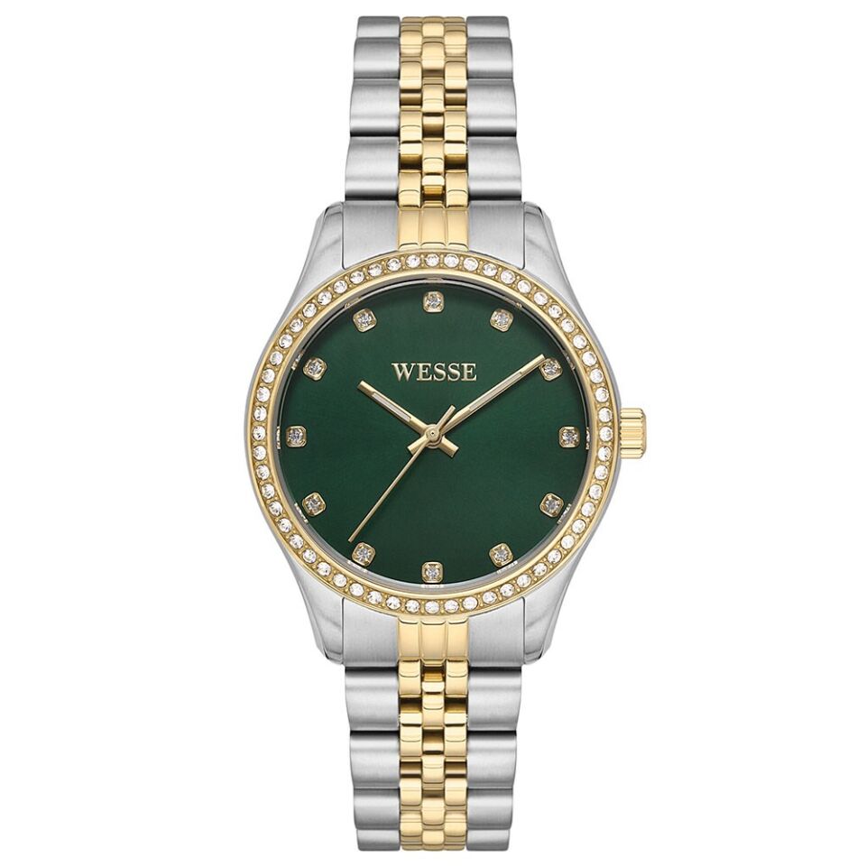 Wesse WWL109703 Quartz Çelik Altın/Gri Yeşil Kadran 34 mm Kadın Kol Saati