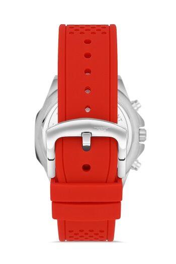 Ferro Kırmızı Çelik Kordon Erkek Kol Saati FM31398A-J8 Tüm Fonksiyonlar Aktif 3 ATM Su Geçirmez