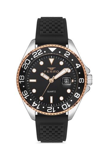 Ferro F11196DA-E Quartz Çift Kordonlu Mineral 3 ATM 43 mm Erkek Kol Saati