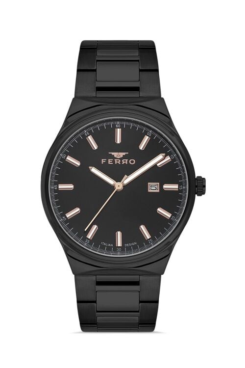 Ferro Quartz Çelik Siyah 43 mm Erkek Kol Saati