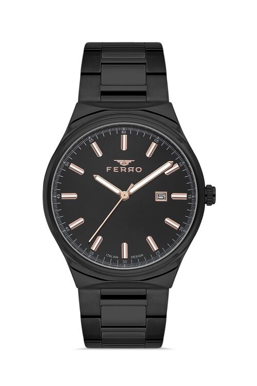 Ferro Quartz Çelik Siyah 43 mm Erkek Kol Saati