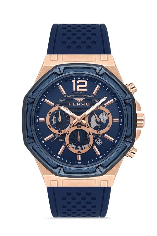 Ferro Lacivert Silikon Kordon Erkek Kol Saati FM31398A-T