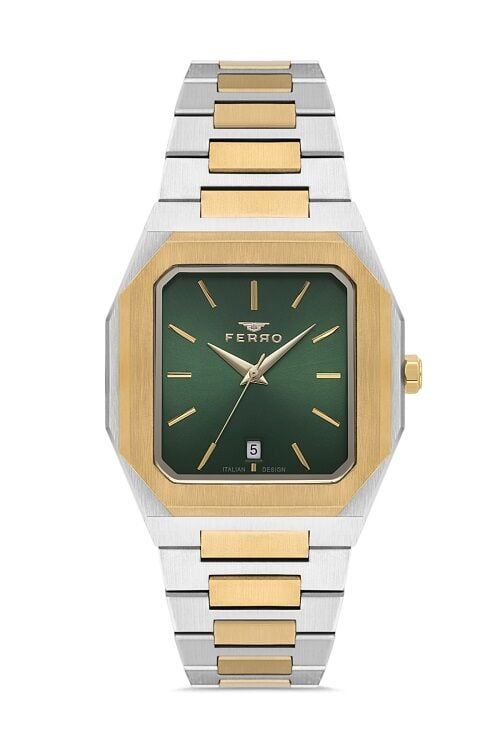 Ferro F11481AWT-D6 Quartz Çelik Altın/Gri Yeşil Kadran 39 mm Erkek Kol Saati