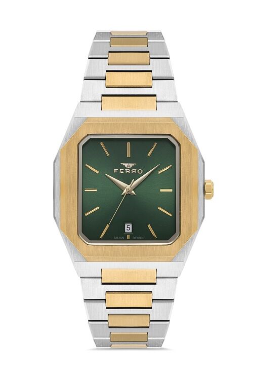 Ferro F11481AWT-D6 Quartz Çelik Altın/Gri Yeşil Kadran 39 mm Erkek Kol Saati