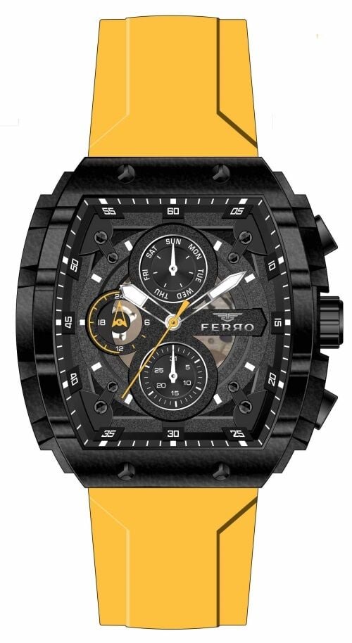 Ferro Sarı Silikon Kordon Erkek Kol Saati FM31346D-ZN Tüm Fonksiyonları Aktif 3 ATM Su Geçirmez