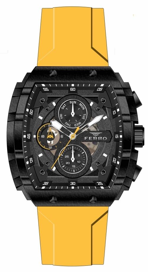 Ferro Sarı Silikon Kordon Erkek Kol Saati FM31346D-ZN Tüm Fonksiyonları Aktif 3 ATM Su Geçirmez