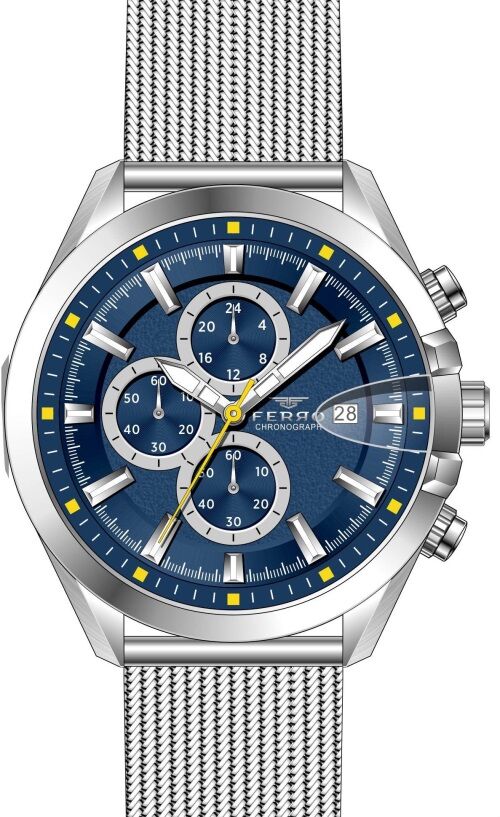 Ferro 46 mm Gümüş Hasır Kordon Erkek Kol Saati FM31306C-A3 FM31306C-A3