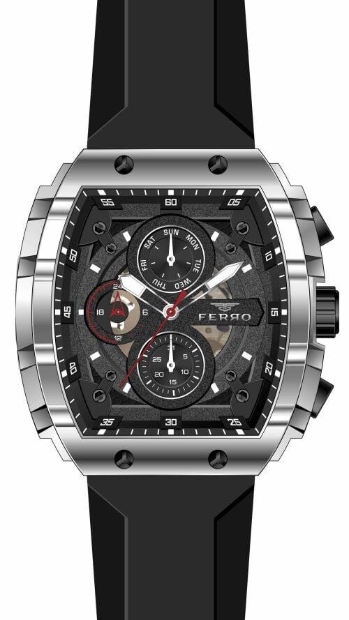 Ferro Siyah Silikon Kordon Erkek Kol Saati FM31346D-J2 Tüm Fonksiyonları Aktif 3 ATM Su Geçirmez