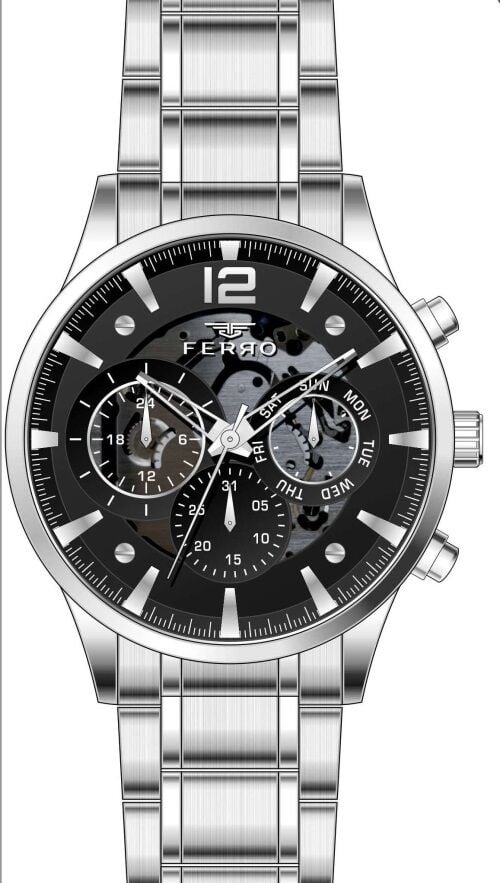 Ferro 44 mm Gümüş Çelik Kordon Erkek Kol Saati FM31320A-A2 FM31320A-A2