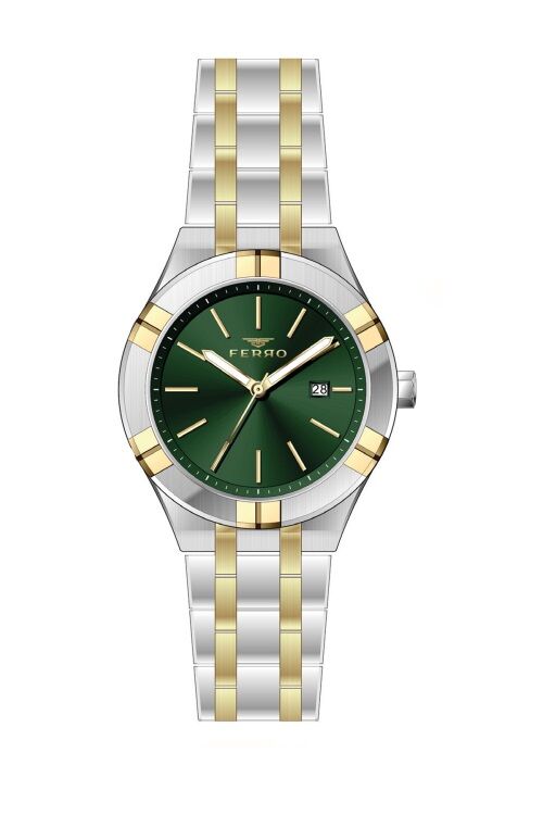 Ferro Sarı ve Gümüş Çelik Kordon Erkek Kol Saati F11484A-D6 3 ATM Su Geçirmez 2 Yıl Garantili