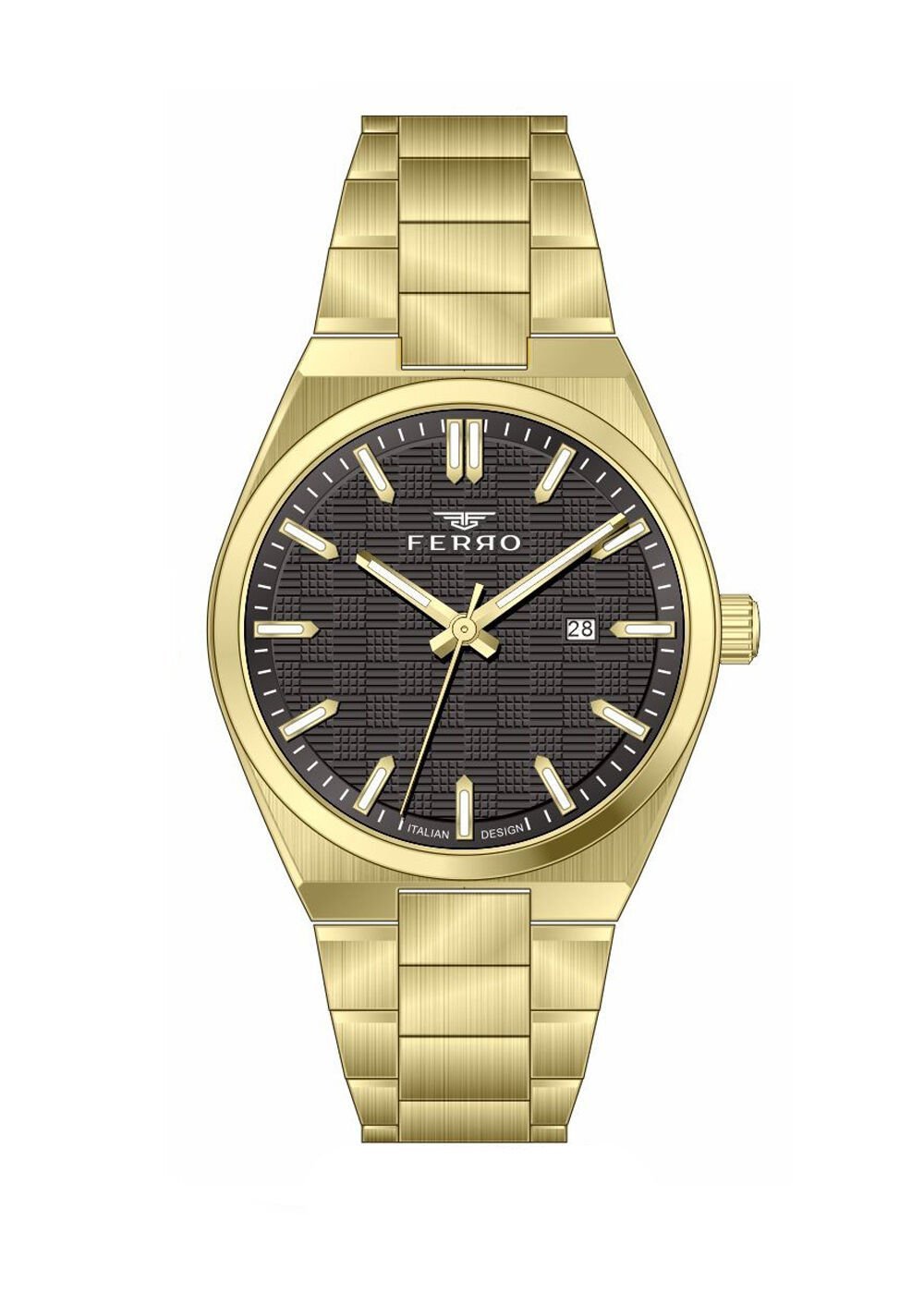 Ferro Sarı Çelik Kordon Erkek Kol Saati FM11630AWT-B2 Fonksiyonları Aktif 3 ATM Su Geçirmez