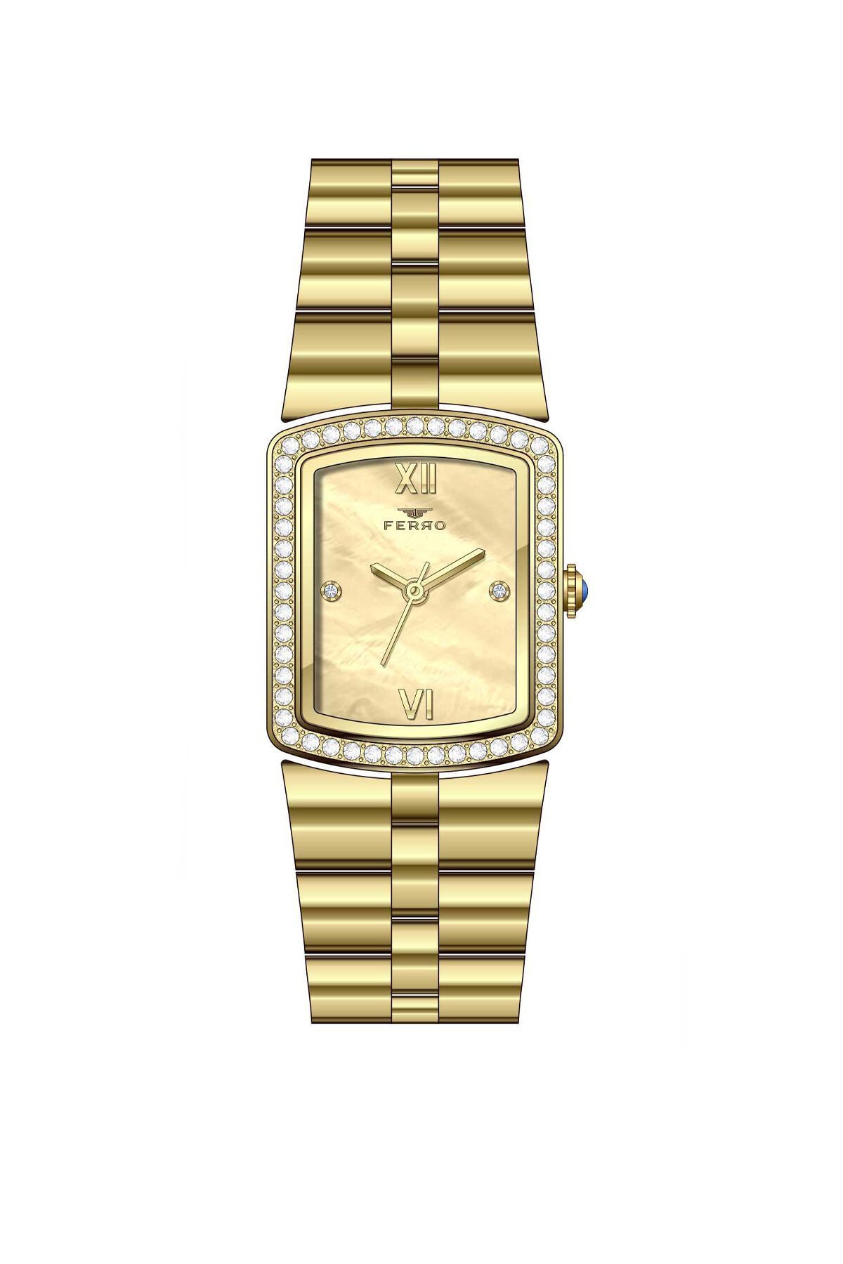 Ferro Sarı Çelik Kordon Kadın Kol Saati FL88744A-B4 3 ATM Su Geçirmez 2 Yıl Garantili Hediye Paketli