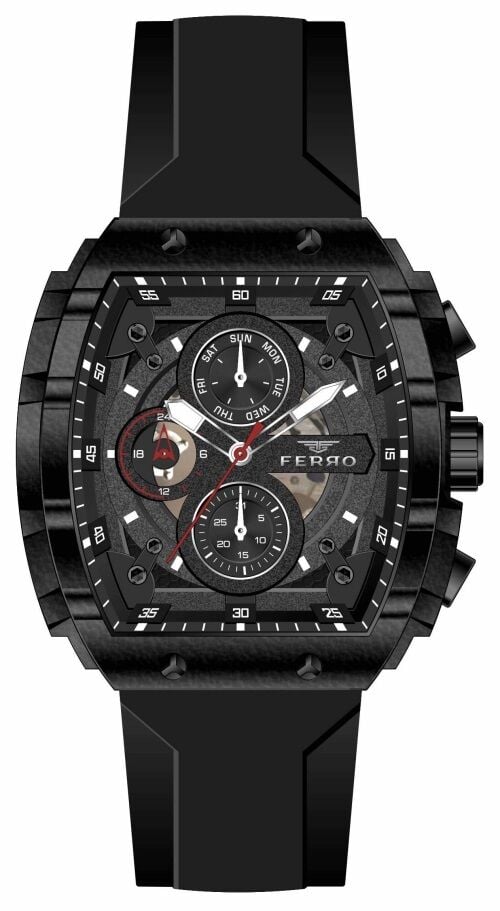 Ferro Siyah Silikon Kordon Erkek Kol Saati FM31346D-G Tüm Fonksiyonları Aktif 3 ATM Su Geçirmez