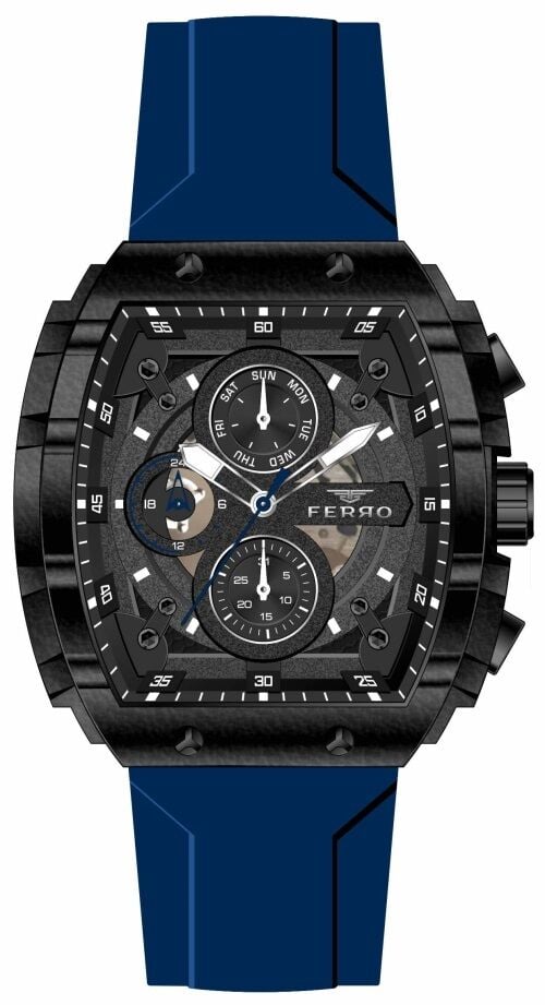 Ferro Lacivert Silikon Kordon Erkek Kol Saati FM31346D-ZA2 Fonksiyonları Aktif 3 ATM Su Geçirmez