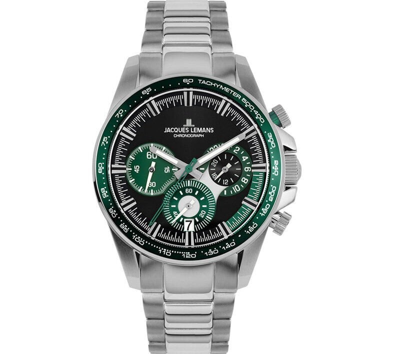 Jacques Lemans Liverpool JL.1-2127G Quartz Çelik Gri Yeşil Kadran 10 ATM 40 mm Erkek Kol Saati