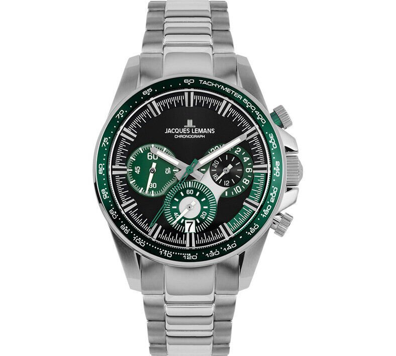 Jacques Lemans Liverpool JL.1-2127G Quartz Çelik Gri Yeşil Kadran 10 ATM 40 mm Erkek Kol Saati