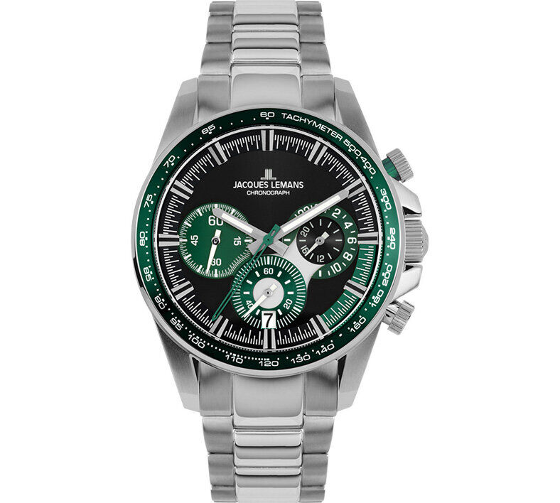 Jacques Lemans Liverpool JL.1-2127G Quartz Çelik Gri Yeşil Kadran 10 ATM 40 mm Erkek Kol Saati