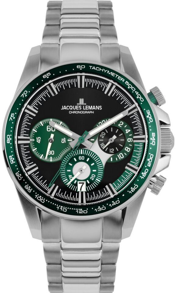 Jacques Lemans Liverpool JL.1-2127G Quartz Çelik Gri Yeşil Kadran 10 ATM 40 mm Erkek Kol Saati