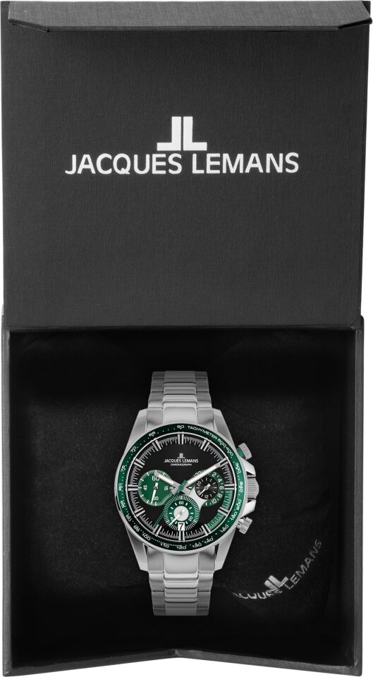 Jacques Lemans Liverpool JL.1-2127G Quartz Çelik Gri Yeşil Kadran 10 ATM 40 mm Erkek Kol Saati