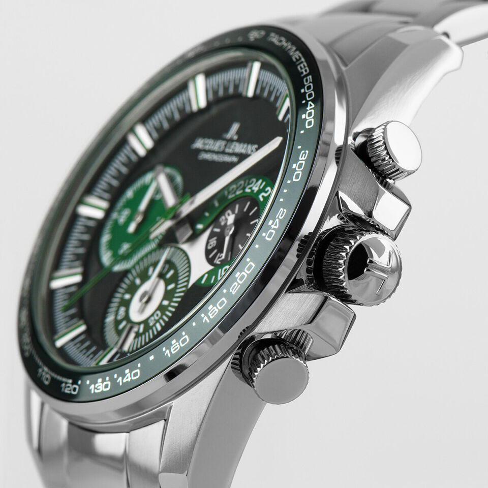 Jacques Lemans Liverpool JL.1-2127G Quartz Çelik Gri Yeşil Kadran 10 ATM 40 mm Erkek Kol Saati