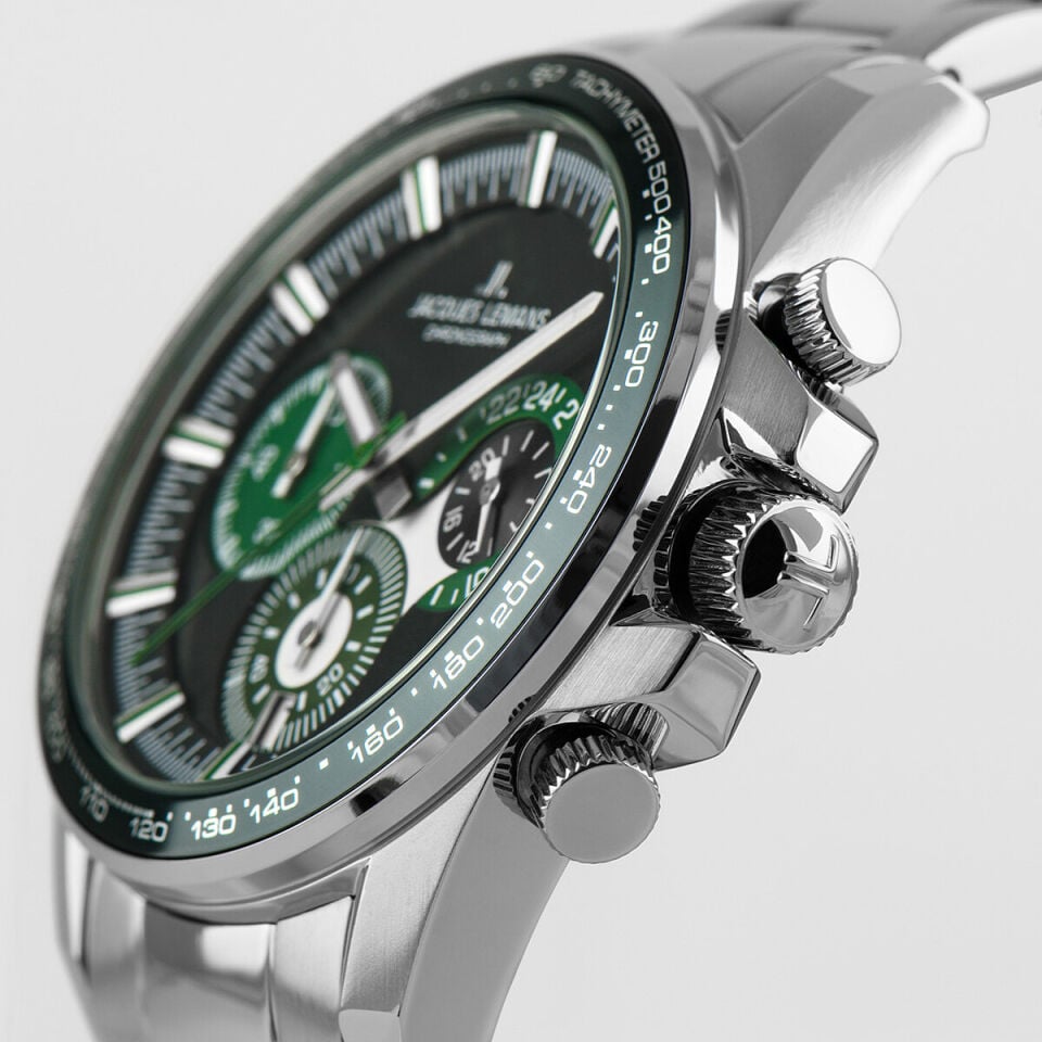 Jacques Lemans Liverpool JL.1-2127G Quartz Çelik Gri Yeşil Kadran 10 ATM 40 mm Erkek Kol Saati