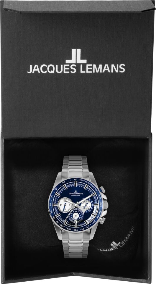 Jacques Lemans Liverpool JL.1-2127F Quartz Çelik Gri Mavi Kadran 10 ATM 40 mm Erkek Kol Saati