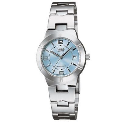 Casio LTP-1241D-2ADF Quartz Çelik Gri Mavi Kadran 25 mm Kadın Kol Saati