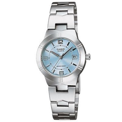 Casio LTP-1241D-2ADF Quartz Çelik Gri Mavi Kadran 25 mm Kadın Kol Saati