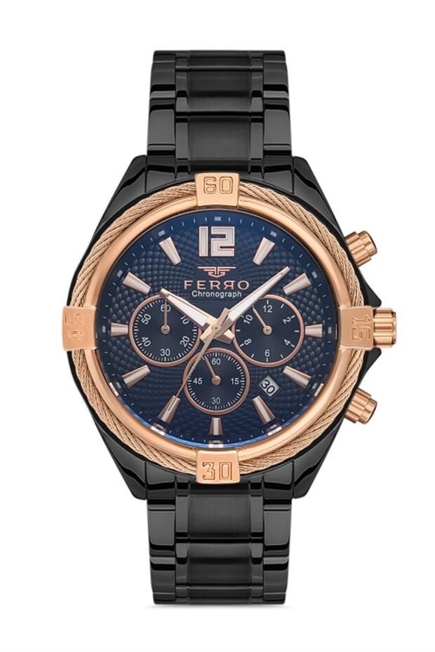 Ferro FM31248A-R Quartz Çelik Siyah 45 mm Erkek Kol Saati