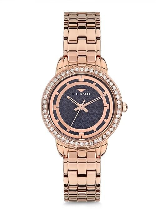 Ferro Rose Çelik Kordon Kadın Kol Saati F61563-606-C2 3ATM Su Geçirmez 2 Yıl Garantili HediyePaketli