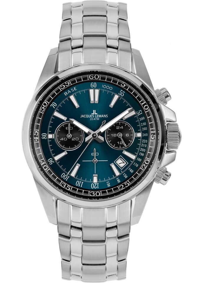 Jacques Lemans Liverpool JL.1-2117ZC Quartz Çelik Gri Mavi Kadran 10 ATM 44 mm Erkek Kol Saati